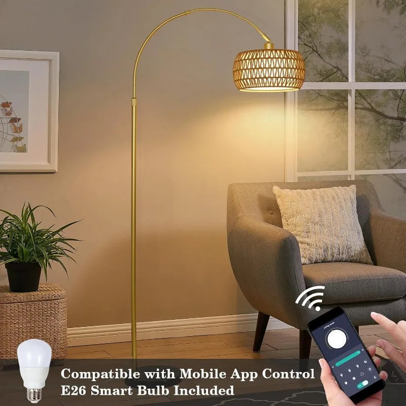 SIMPLE-PLUG Arc Floor Lamps for Living Room with 3 Color Temperatures,